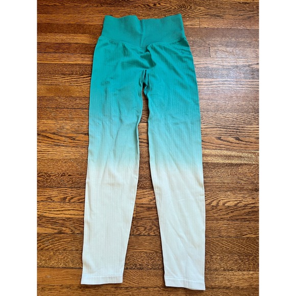 PINK Victoria's Secret Pants - Pink Victoria's Secret Active Seamless Ribbed Ombre Leggings Teal White XS